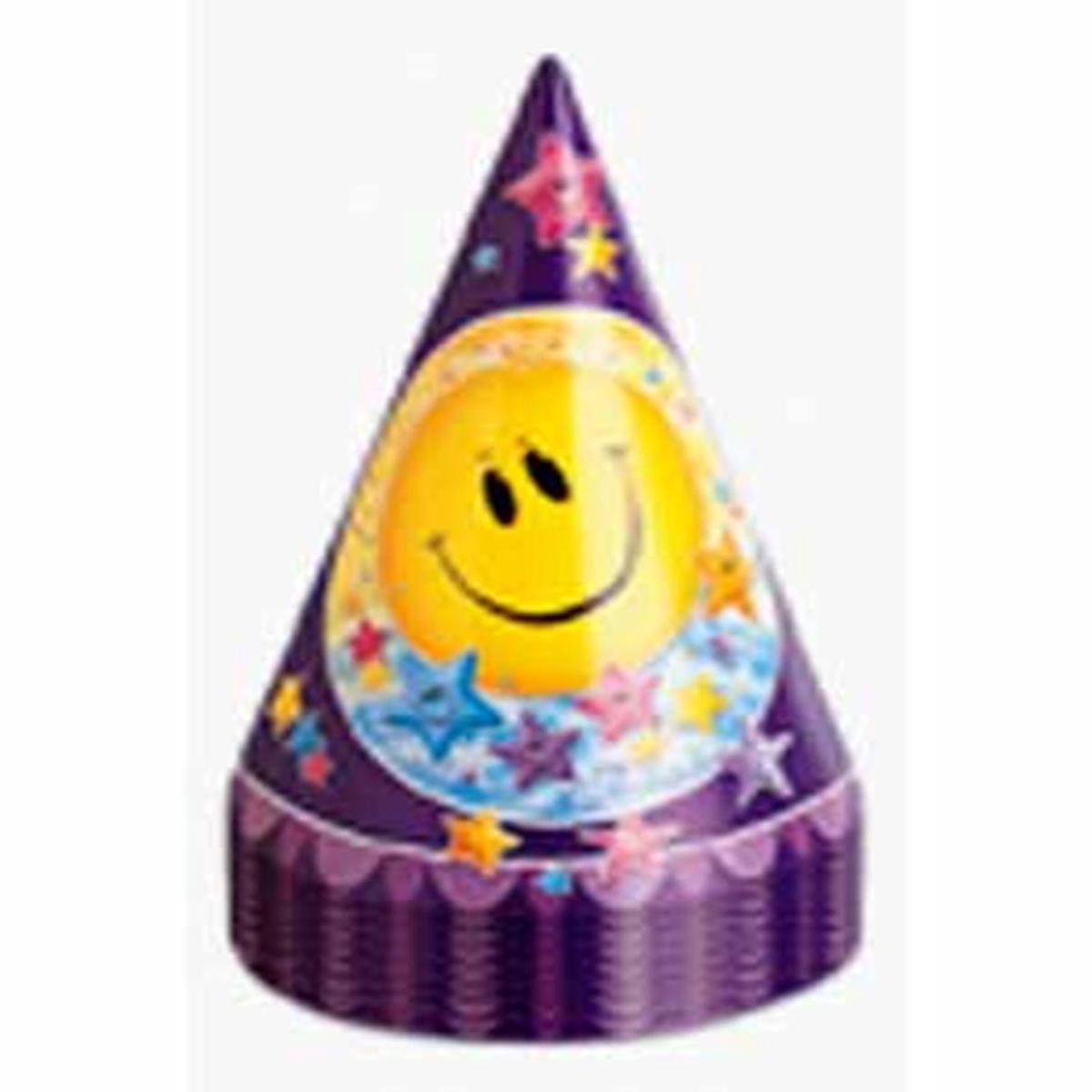 Smiley Stars Party Hats 8ct